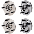 4-Wheel Set Front and Rear, Driver and Passenger Side Wheel Hubs, Front - Without Bearing; Rear - With Bearing, AWD