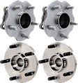 4-Wheel Set Front and Rear, Driver and Passenger Side Wheel Hubs, Front - Without Bearing; Rear - With Bearing, With Sensor, FWD