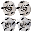 4-Wheel Set Front and Rear, Driver and Passenger Side Wheel Hubs, Front - Without Bearing; Rear - With Bearing