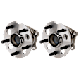 2-Wheel Set Rear, Driver and Passenger Side Wheel Hubs, With Bearing, FWD, Non-ABS