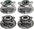 4-Wheel Set Rear, Driver and Passenger Side Wheel Hubs, With Bearing, FWD, AWD