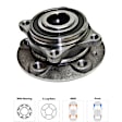 4-Wheel Set Rear, Driver and Passenger Side Wheel Hubs, With Bearing, FWD, AWD
