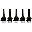 Ignition Coils, Set of 5, For Coil on Plug Design, With 4-Prong Blade Male Terminal and 1 Female Connector