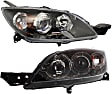 Driver and Passenger Side Headlights, without Bulbs, Halogen, Hatchback