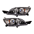 Driver and Passenger Side Headlights, without Bulbs, Halogen, Hatchback, CAPA Certified