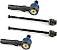 SET-MEMES3459 Front, Driver and Passenger Side, Inner and Outer Tie Rod End, Supreme Series