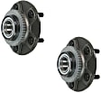 SET-MO512473-2 Rear, Driver and Passenger Side Wheel Hub, 3 Lugs, With Bearing, RWD, Problem Solver Series