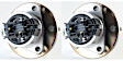 SET-MO513206-2 Front, Driver and Passenger Side Wheel Hub, 5 Lugs, With Bearing, Problem Solver Series