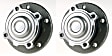 SET-MO513254-2 Front, Driver and Passenger Side Wheel Hub, 5 Lugs, With Bearing, Problem Solver Series