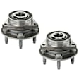 SET-MO513403-2 Front, Driver and Passenger Side Wheel Hub, 5 Lugs, With Bearing, Sensor Included