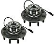 SET-MO515114-2 Front, Driver and Passenger Side Wheel Hub, 8 Lugs, With Bearing, RWD, Problem Solver Series