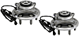 SET-MO515142-2 Front, Driver and Passenger Side Wheel Hub, 6 Lugs, With Bearing, Problem Solver Series