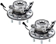 SET-MO515144-2 Front, Driver and Passenger Side Wheel Hub, 8 Lugs, With Bearing, 4WD, Problem Solver Series