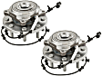 SET-MO515162-2 Front, Driver and Passenger Side Wheel Hub, 8 Lugs, With Bearing, Problem Solver Series