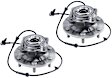 SET-MO541014-2 Rear, Driver and Passenger Side Wheel Hub, 6 Lugs, With Bearing, 5.6L, 8Cyl