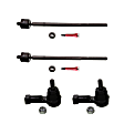 SET-MOES800219 Front, Driver and Passenger Side, Inner and Outer Tie Rod End