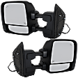 Crew Cab Pickup Driver and Passenger Side Towing Mirror, Upper - Power Adjust, Lower - Manual Adjust, Heated Upper Glass; Non-Heated Lower Glass, Manual Folding, Chrome, In-housing Signal Light