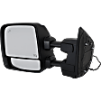 Crew Cab Pickup Driver and Passenger Side Towing Mirror, Upper - Power Adjust, Lower - Manual Adjust, Heated Upper Glass; Non-Heated Lower Glass, Manual Folding, Chrome, In-housing Signal Light