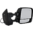 Crew Cab Pickup Driver and Passenger Side Towing Mirror, Upper - Power Adjust, Lower - Manual Adjust, Heated Upper Glass; Non-Heated Lower Glass, Manual Folding, Chrome, In-housing Signal Light
