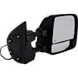 Crew Cab Pickup Driver and Passenger Side Towing Mirror, Upper - Power Adjust, Lower - Manual Adjust, Heated Upper Glass; Non-Heated Lower Glass, Manual Folding, Chrome, In-housing Signal Light