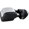 Crew Cab Pickup Driver and Passenger Side Towing Mirror, Upper - Power Adjust, Lower - Manual Adjust, Heated Upper Glass; Non-Heated Lower Glass, Manual Folding, Chrome, In-housing Signal Light