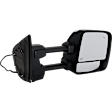 Crew Cab Pickup Driver and Passenger Side Towing Mirror, Upper - Power Adjust, Lower - Manual Adjust, Heated Upper Glass; Non-Heated Lower Glass, Manual Folding, Chrome, In-housing Signal Light