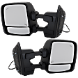 Driver and Passenger Side Towing Mirror, Upper - Power Adjust, Lower - Manual Adjust, Heated Upper Glass; Non-Heated Lower Glass, Manual Folding, Textured Black, In-housing Signal Light, No Memory