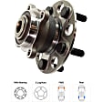 2-Wheel Set Rear, Driver and Passenger Side Wheel Hub, 5 Lugs, With Bearing, FWD