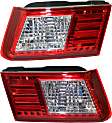 Driver and Passenger Side, Inner Tail Lights, with Bulbs, Halogen, Mounts on Trunk Lid