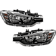 2018 BMW 330i - Driver and Passenger Side Halogen Headlight, With bulb(s), For Models Without HID Option, OE Replacement