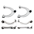 Front, Driver and Passenger Side, Upper and Lower, Frontward and Rearward Control Arm, With ball joint(s)