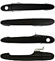 Front and Rear, Driver and Passenger Side Exterior Door Handles, Smooth Black, Front Driver and Passenger Side - With Key Hole; Rear Driver and Passenger Side - Without Key Hole