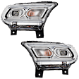 Driver and Passenger Side LED Headlight, With bulb(s), Clear Lens, Chrome Interior