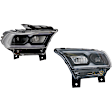 Driver and Passenger Side LED Headlight, With bulb(s), Clear Lens, Black Interior