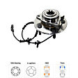 Front, Driver and Passenger Side Wheel Hub, 5 Lugs, With Bearing, With Sensor