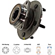2-Wheel Set Front, Driver and Passenger Side Wheel Hubs, With Bearing, With Sensor, 4WD, 4-Wheel ABS