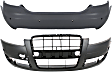 2006-2008 Audi A6 - Sedan Front and Rear Primed Bumper Cover Base 3.2L, 6Cyl, Front Bumper Cover - Without parking aid sensor holes; Rear Bumper Cover - With parking aid sensor holes