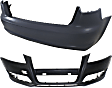Front and Rear Primed Bumper Cover, For Models Without Sport Package, With Fog Light Holes, Without Parking Aid Sensor Holes, Without Headlight Washer Holes