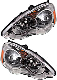 Driver and Passenger Side Headlights, without Bulbs, Halogen, Coupe
