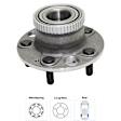 2-Wheel Set Wheel Hubs, With Bearing, 50-teeth tone ring; 3.31 in. ABS Tone Ring Diameter, For Models with ABS Ring