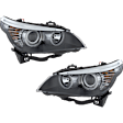 2008-2010 BMW 528i - Driver and Passenger Side Headlights, With Bulbs, Halogen, For Models With Optional HID, Not for Models With Xenon and Adaptive Headlights