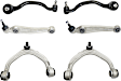 Front, Driver and Passenger Side, Upper and Lower Control Arm