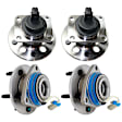 4-Wheel Set Front and Rear, Driver and Passenger Side Wheel Hubs, With Bearing, With Sensor, Threaded Flange Mounting Holes