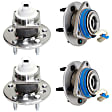 4-Wheel Set Rear, Driver and Passenger Side Wheel Hubs, With Bearing, With Sensor, 4-Wheel ABS, FWD, For Models With Steel Wire Clip, Threaded Flange Mounting Holes