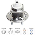 4-Wheel Set Rear, Driver and Passenger Side Wheel Hubs, With Bearing, With Sensor, 4-Wheel ABS, FWD, For Models With Steel Wire Clip, Threaded Flange Mounting Holes