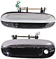 Front, Driver and Passenger Side Exterior Door Handles, Chrome Lever with Smooth Black Bezel, Driver Side - With Key Hole; Passenger Side - Without Key Hole