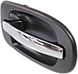 Rear, Driver and Passenger Side Chrome Lever with Primed Bezel Exterior Door Handle, Without Key Hole
