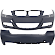 Front and Rear Primed Bumper Covers, Sedan, For Models With M Package, With Headlight Washer Holes, Without Rear Bumper Park Distance Control Sensor Holes