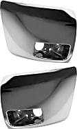 Front, Driver and Passenger Side Bumper End, Chrome Plastic