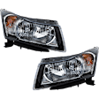 Driver and Passenger Side Headlights, with Bulbs, Halogen, without Chrome Ring Bezel on Turn Signal Bulbs Shield, (2nd Design), CAPA Certified